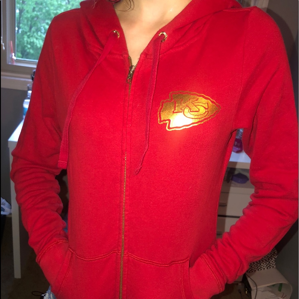Red “Pink” Chiefs jacket with hoodie